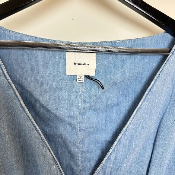 REFORMATION Sebastien Denim Midi Dress in Savannah Size US 12 - Picture 5 of 10